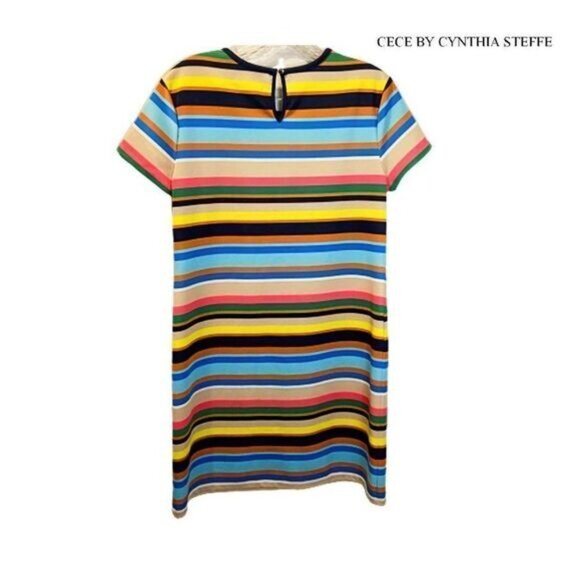 CeCe‎ by Cynthia Steffe Women's Casual Crew Neck Short Sleeve Stripe Shift - Picture 4 of 8